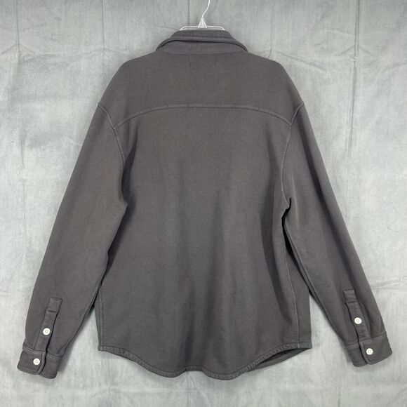 Madewell Shacket Shirt Mens Small Gray Button Up Pockets Terry Cotton Blend - Picture 6 of 12